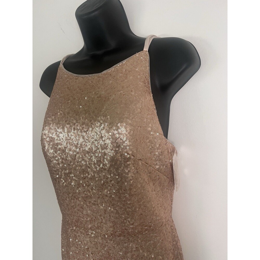 Dessy Collection NEW Size 4 Elle 3010 Sequin Rose Gold Gown Dress $284 - Picture 10 of 16